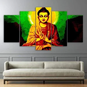 Tableau Bouddha orange et vert