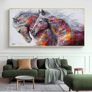 Tableau cheval multicolore