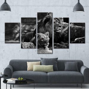 Tableau Couple de lions