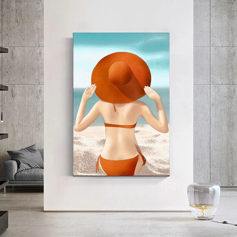 Tableau femme à la plage
