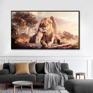 Tableau lion et lionceau