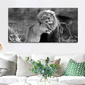 Tableau Lion Et Lionne Noir Et Blanc