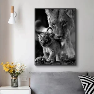 Tableau Lionne Et Lionceau