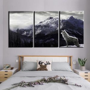 Tableau Loup des montagnes, triptyque
