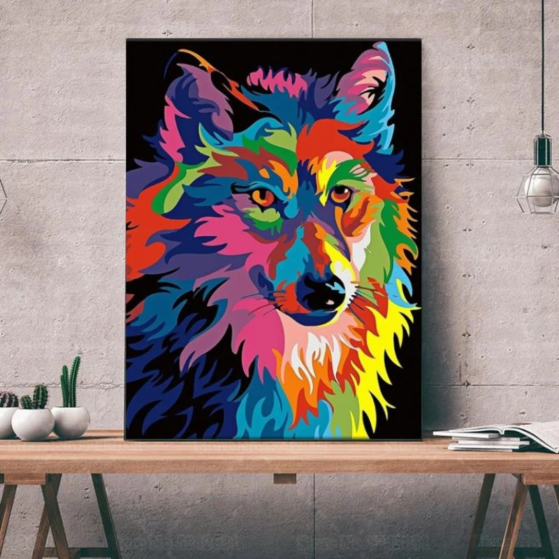 tableau loup pop art – Image 2