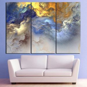 Tableau Nuages bleus et jaunes