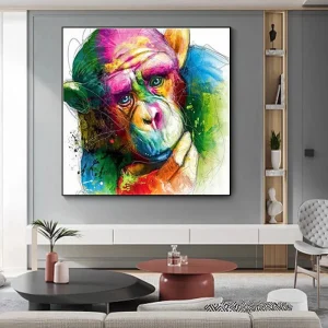 Tableau singe multicolore