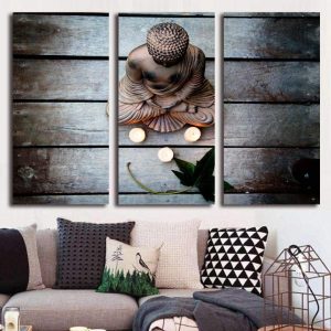 Toile Bouddha effet bois