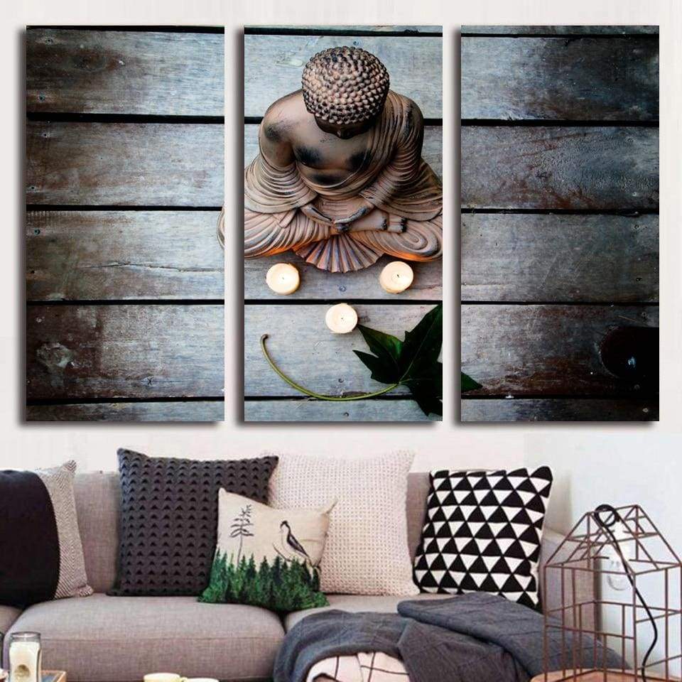 Toile Bouddha effet bois – Image 2
