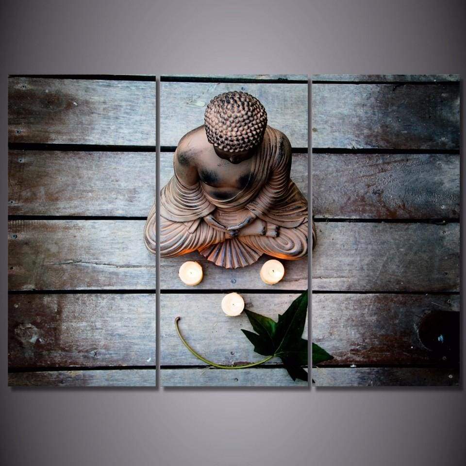 Toile Bouddha effet bois – Image 5