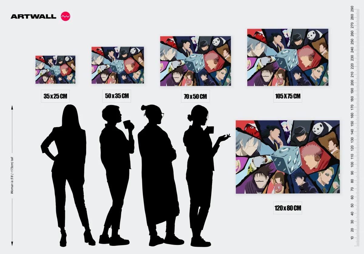 Tableau Jujutsu Kaisen Personnages Et Cube – Image 3