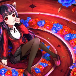 Tableau Kakegurui Chatte Elegante Florale
