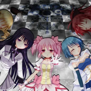 Tableau Magi Madoka Magica Personnages Main Panoramique