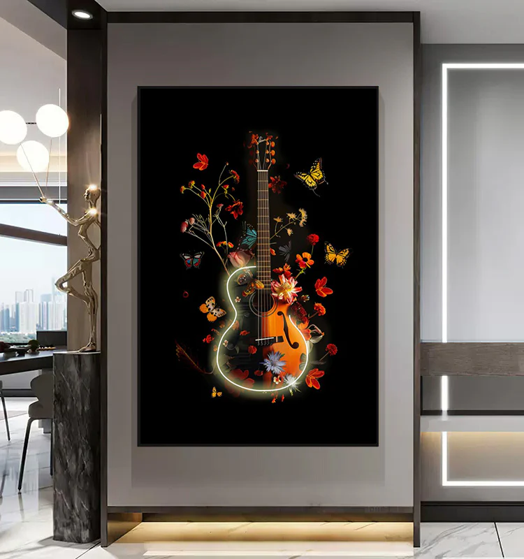 Tableau "Mélodie Florale" - Œuvre d'Art avec Éclairage LED - Décoration Contemporaine – Image 3