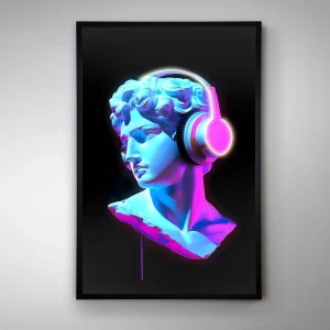 Tableau "Néon Apollo" - Œuvre d'Art Originale avec Éclairage LED - Vaporwave Art Contemporain