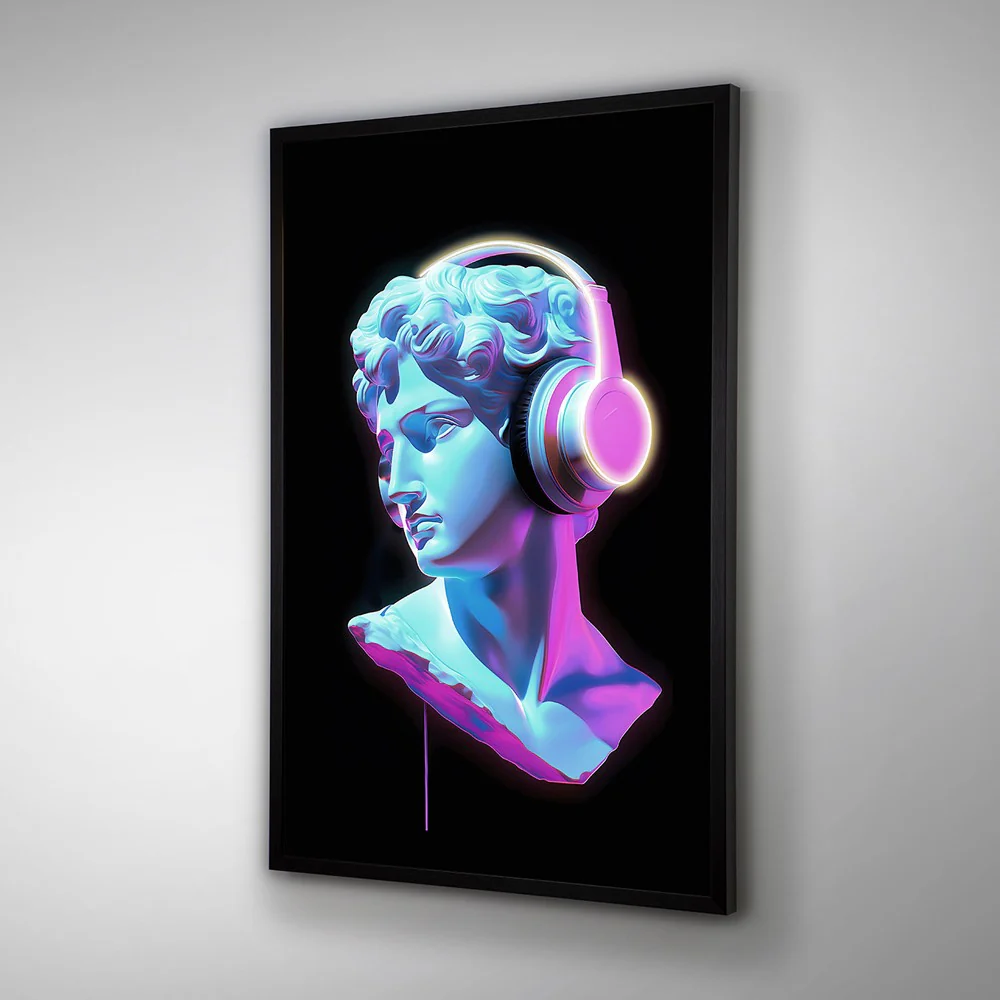 Tableau "Néon Apollo" - Œuvre d'Art Originale avec Éclairage LED - Vaporwave Art Contemporain – Image 4