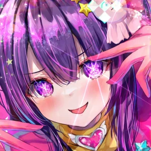 Tableau Oshi No Ko Regards Etoiles Roses