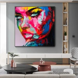 tableau visage femme coloré